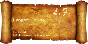 Langer Frida névjegykártya
